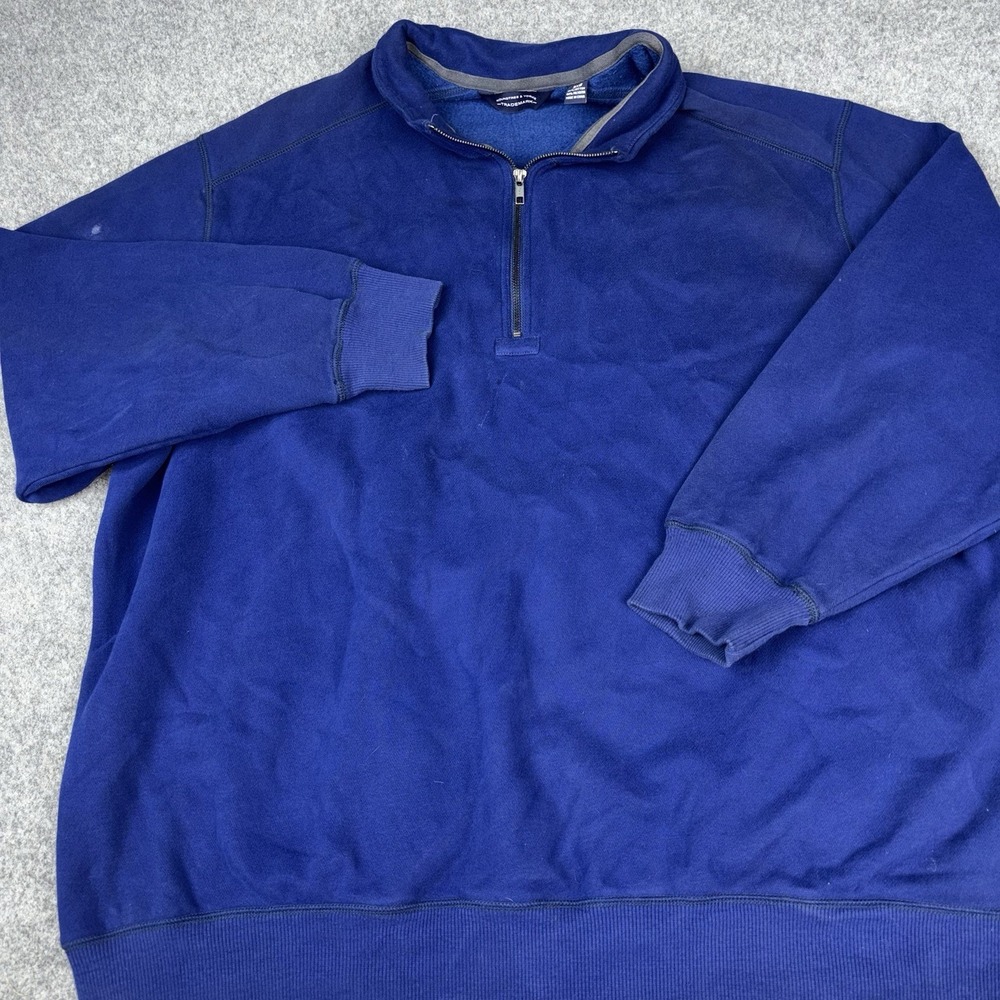 Roundtree & Yorke Pullover Mens 3XB Blue 1/4 Zip Casual Big And Tall Stretch